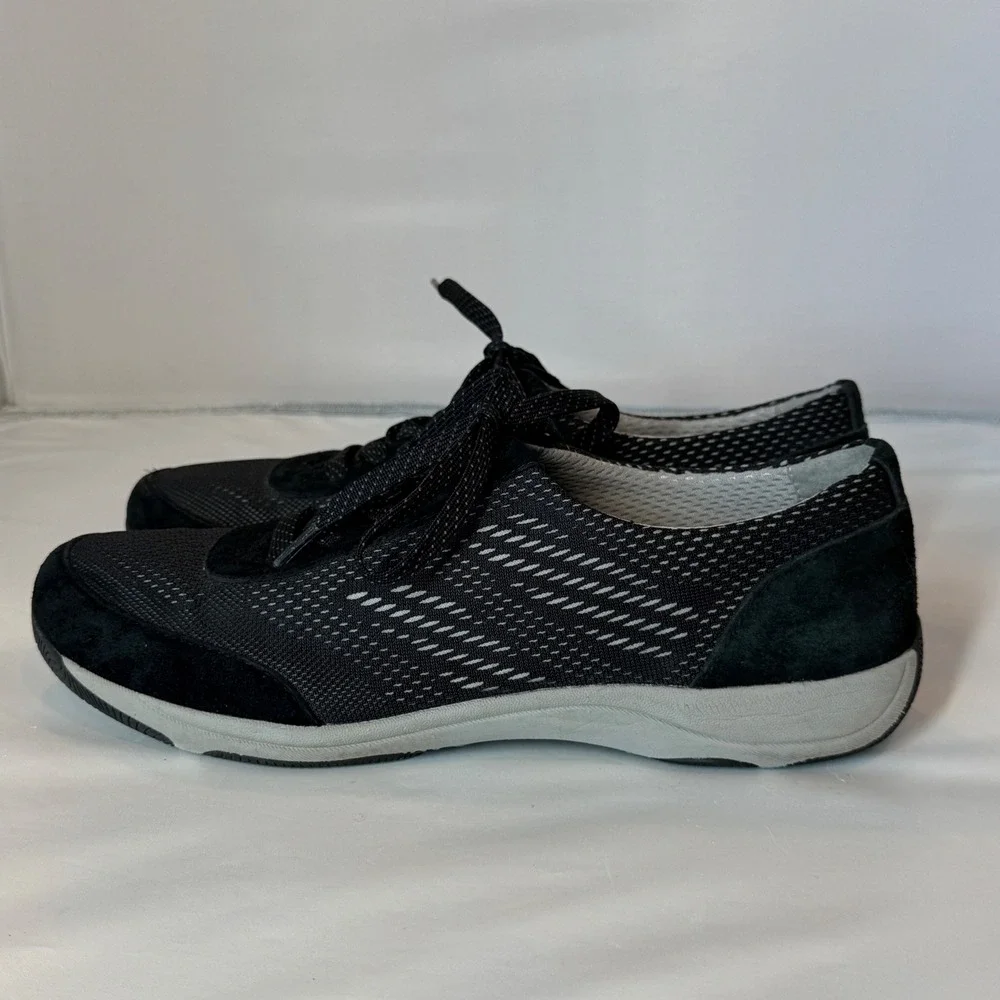 Dansko Elise Black Mesh Suede Lace Up Walking Sneakers Womens 40 US 9.5-10